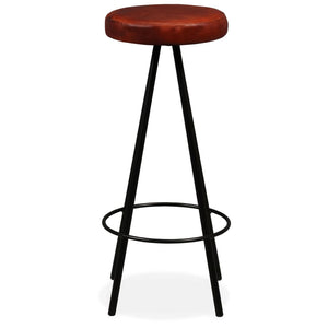 vidaXL Bar Stool Bar Seat Counter Height Island Stool for Pub Real Leather-8