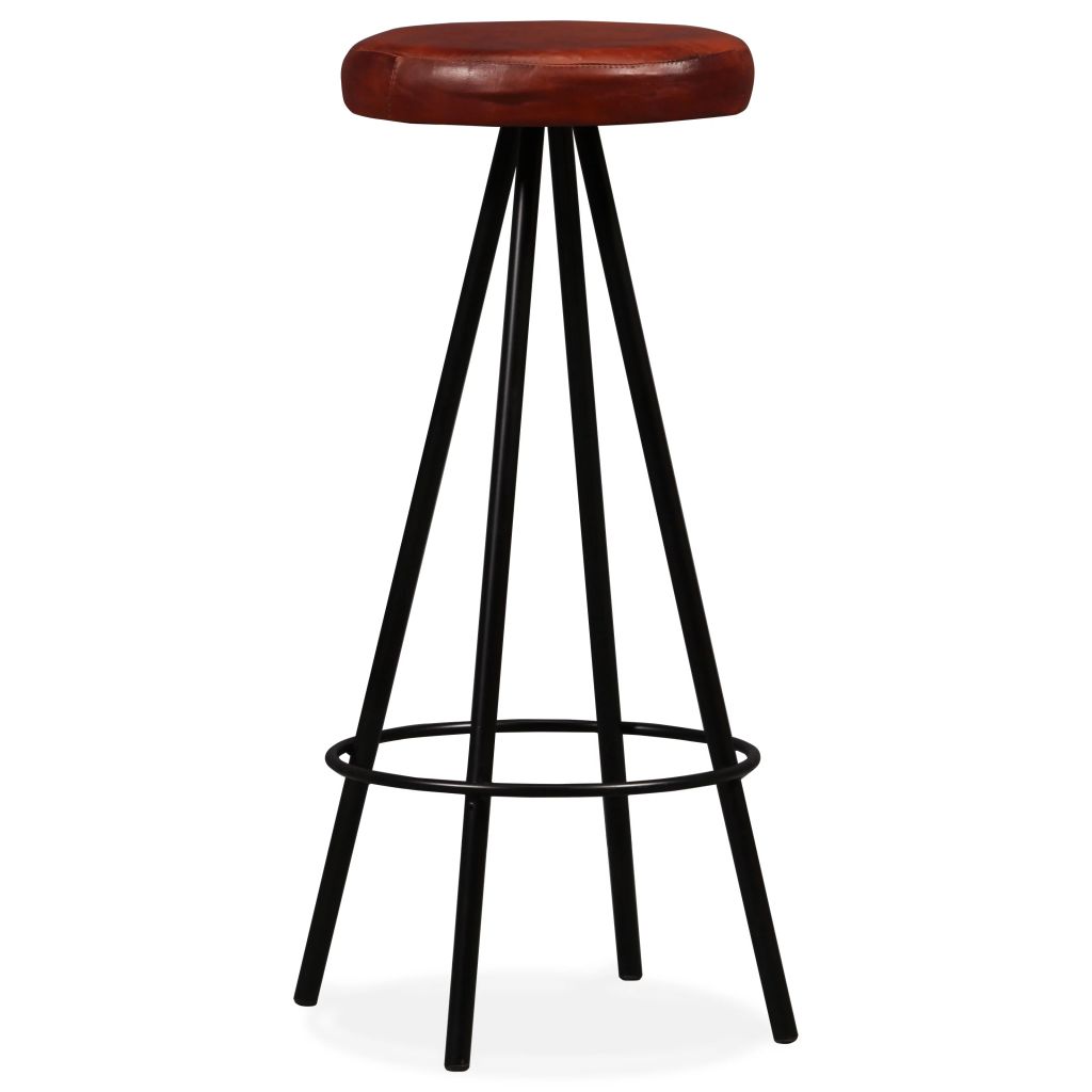 vidaXL Bar Stool Bar Seat Counter Height Island Stool for Pub Real Leather-23