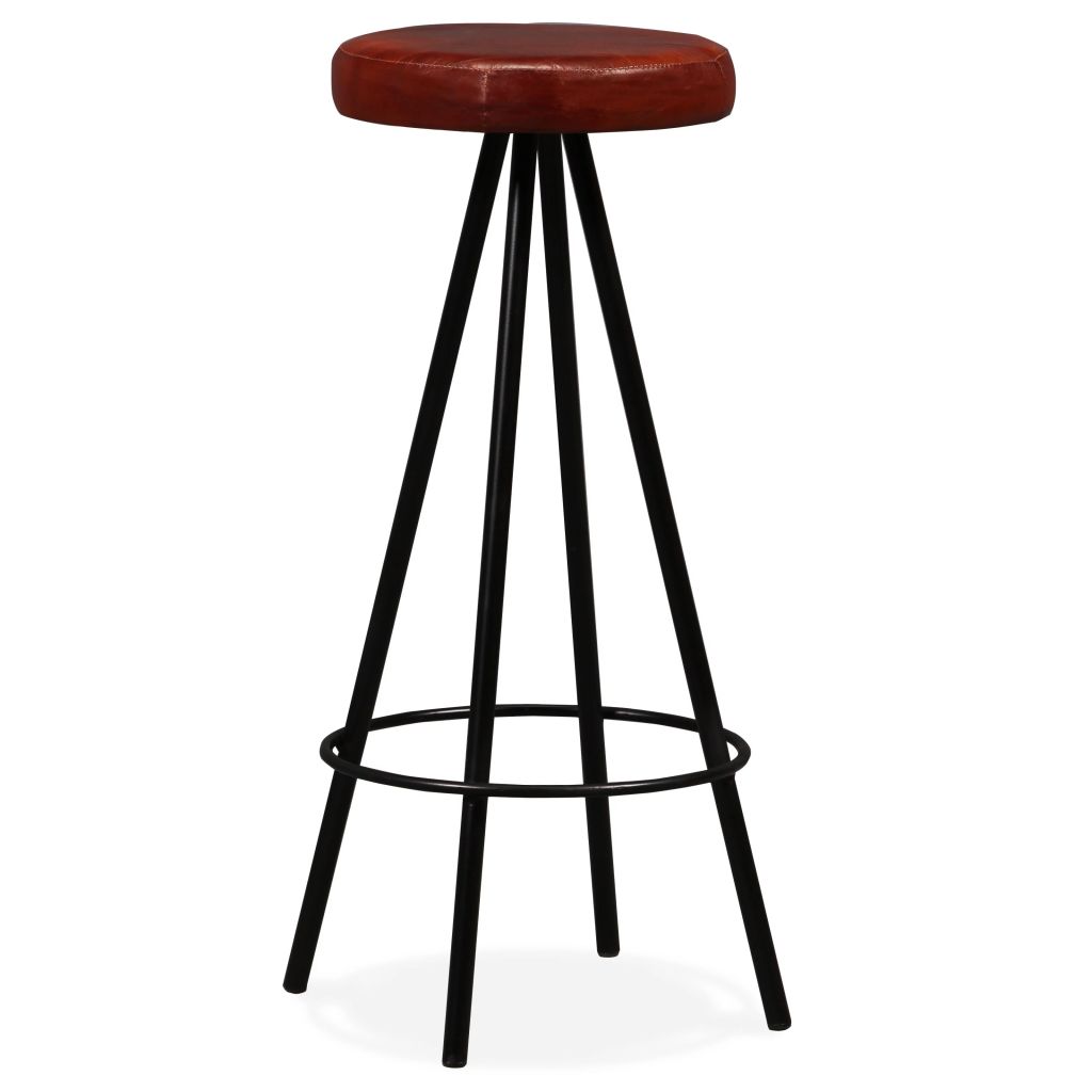 vidaXL Bar Stool Bar Seat Counter Height Island Stool for Pub Real Leather-10