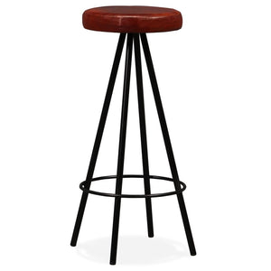 vidaXL Bar Stool Bar Seat Counter Height Island Stool for Pub Real Leather-10