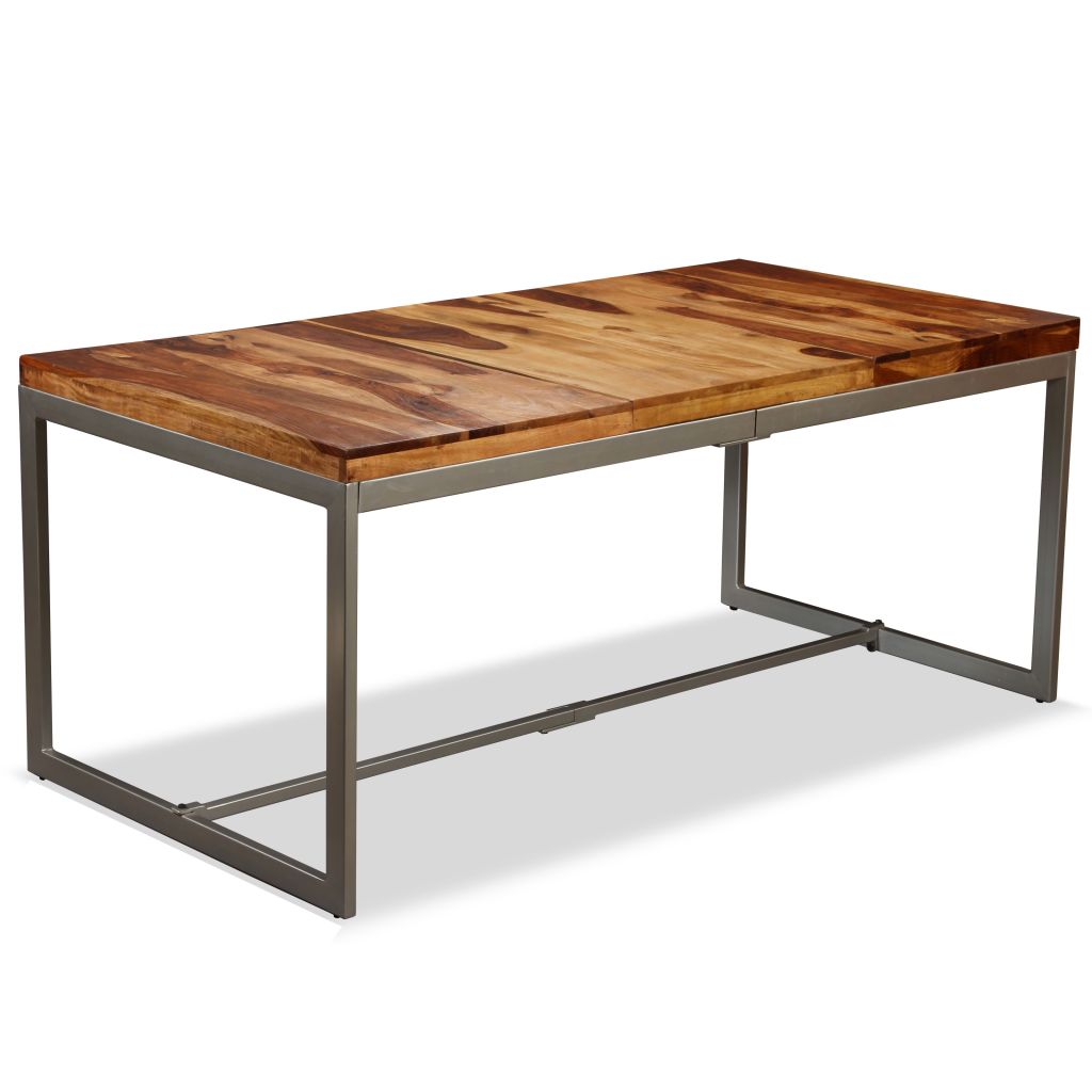 vidaXL Dining Table Solid Sheesham Wood and Steel 70.9"-1