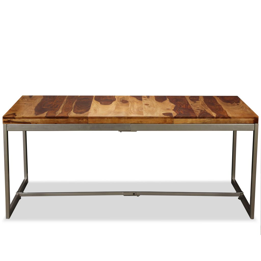 vidaXL Dining Table Solid Sheesham Wood and Steel 70.9"-4