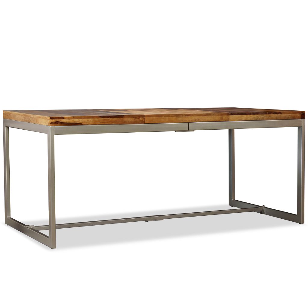 vidaXL Dining Table Solid Sheesham Wood and Steel 70.9"-5