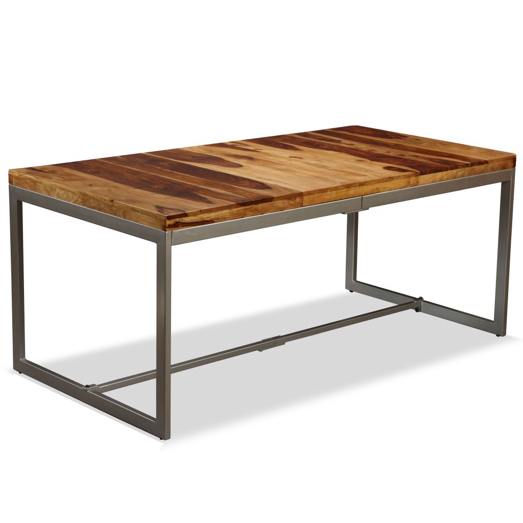 vidaXL Dining Table Solid Sheesham Wood and Steel 70.9"-11
