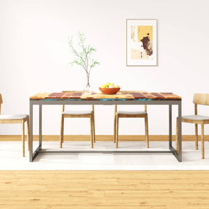 vidaXL Dining Table Solid Sheesham Wood and Steel 70.9"-3