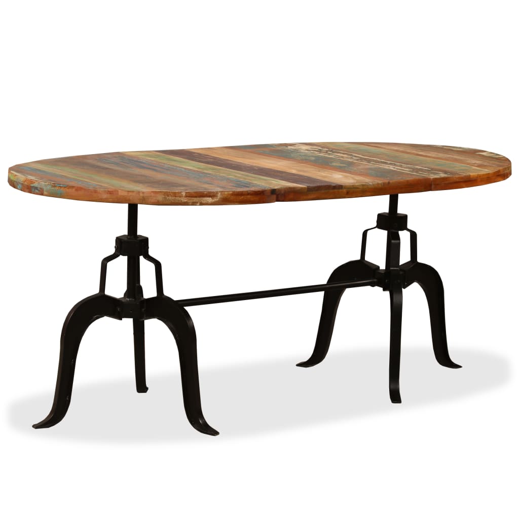 vidaXL Dining Table Steel Wooden Kitchen Table Furniture Brown/Multicolor-2