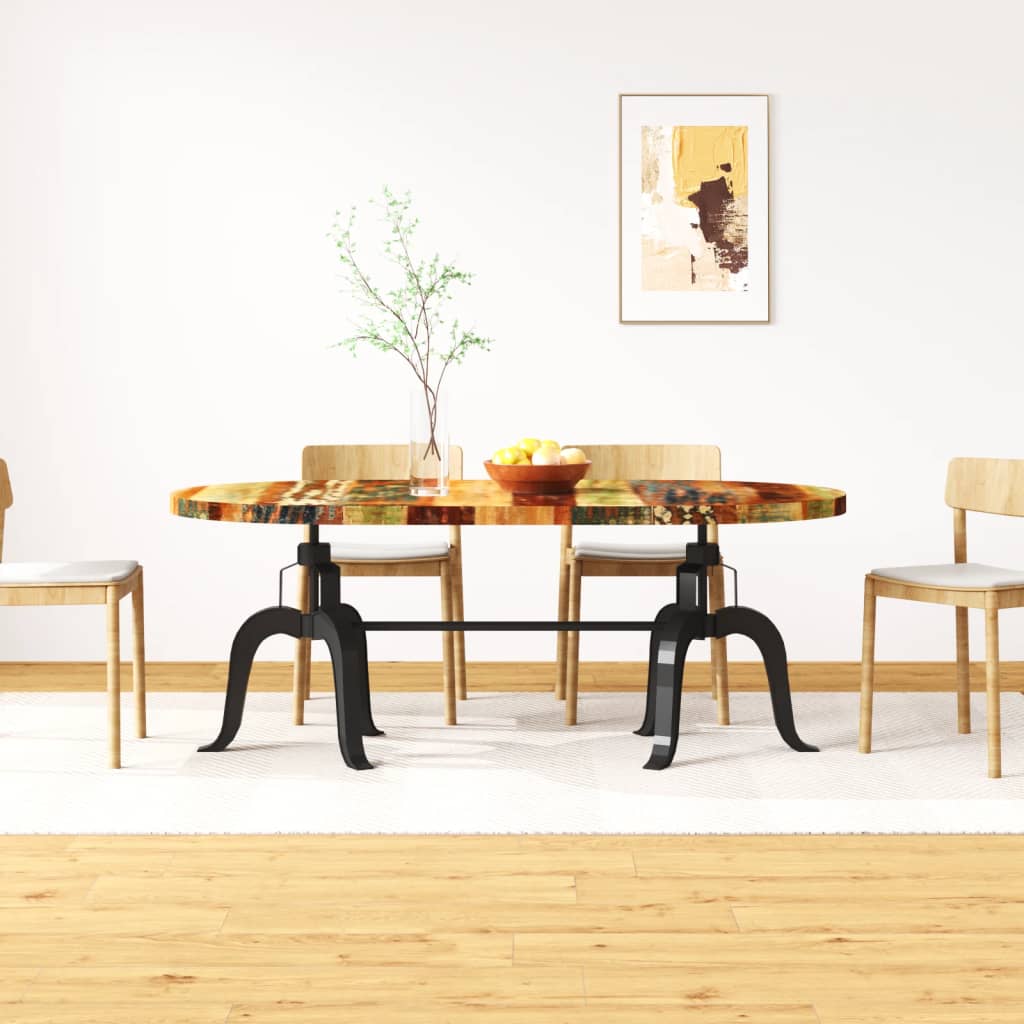 vidaXL Dining Table Steel Wooden Kitchen Table Furniture Brown/Multicolor-5