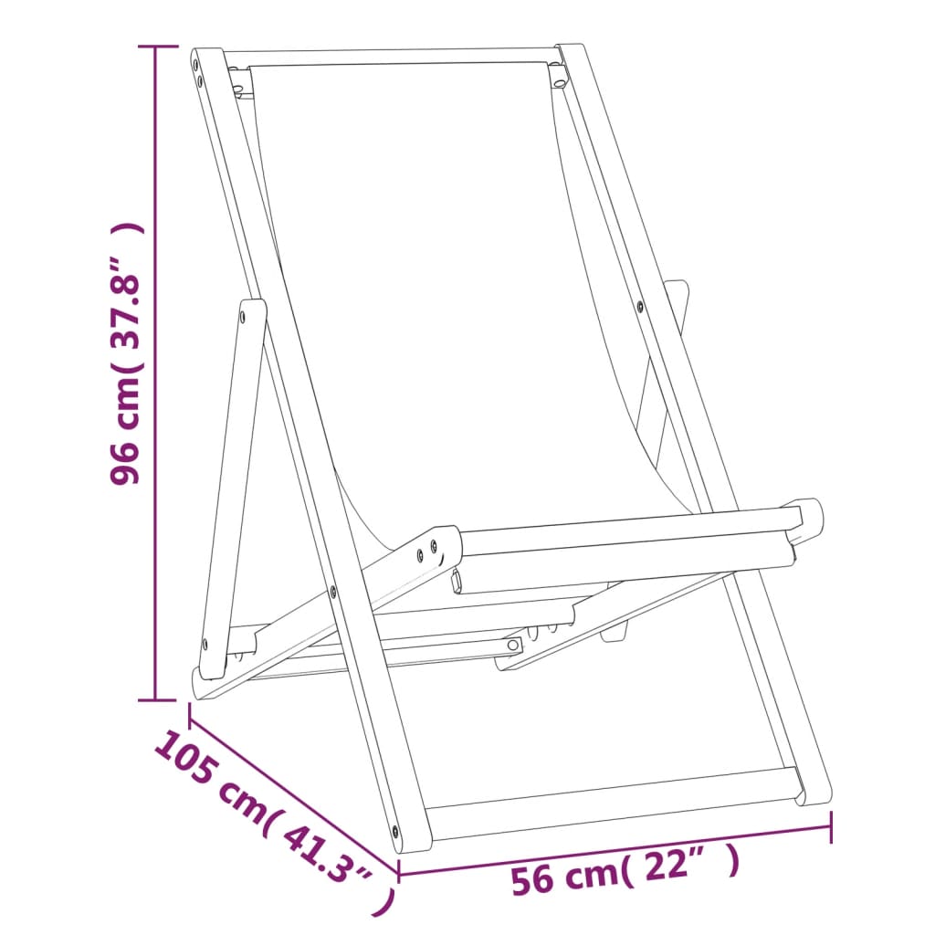 vidaXL Deck Chair Teak 22.1"x41.3"x37.8" Blue-37