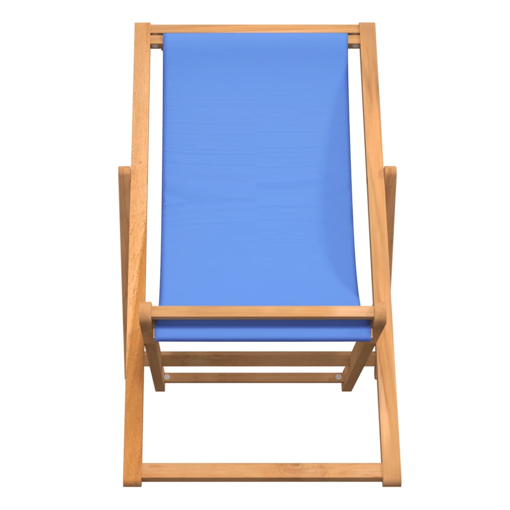 vidaXL Deck Chair Teak 22.1"x41.3"x37.8" Blue-49