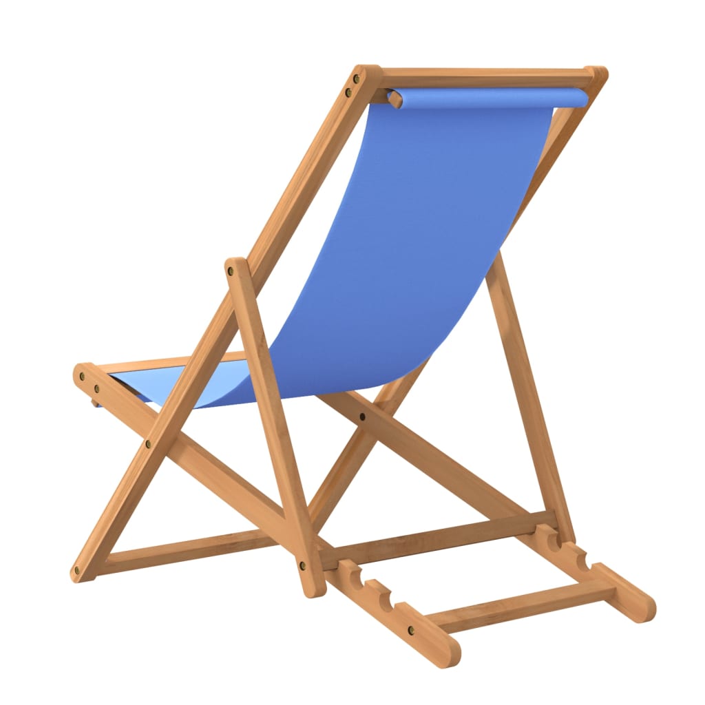 vidaXL Deck Chair Teak 22.1"x41.3"x37.8" Blue-3