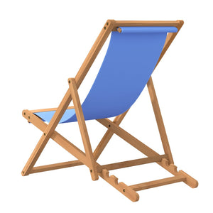 vidaXL Deck Chair Teak 22.1"x41.3"x37.8" Blue-3