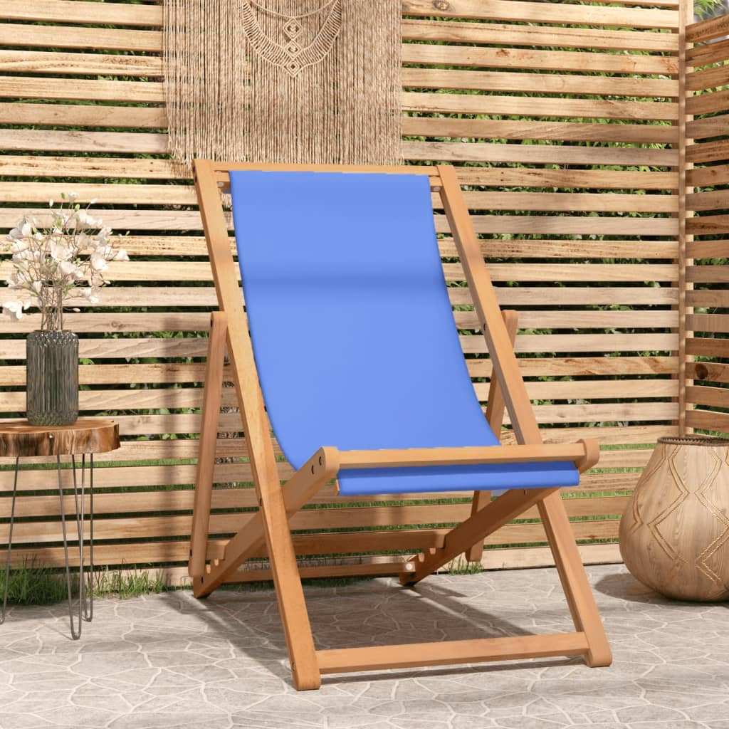 vidaXL Deck Chair Teak 22.1"x41.3"x37.8" Blue-43