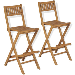 vidaXL Folding Patio Bar Stools 2 pcs Solid Teak Wood-0