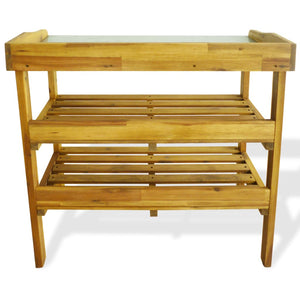 vidaXL Potting Bench with 2 Shelves Solid Acacia Wood and Zinc-3