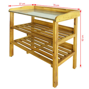 vidaXL Potting Bench with 2 Shelves Solid Acacia Wood and Zinc-5