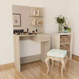 vidaXL Dressing Table Makeup Table Vanity Table with Drawers Engineered Wood-4