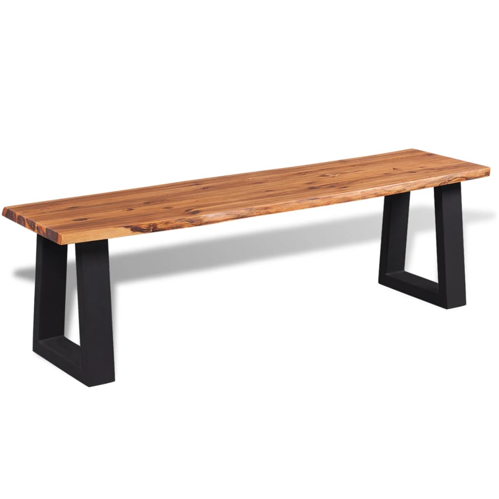 vidaXL Dining Bench Accent Entryway Bench with Metal Support Solid Wood Acacia-1