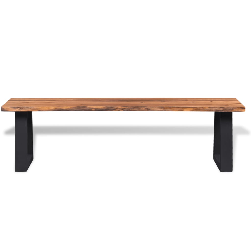 vidaXL Dining Bench Accent Entryway Bench with Metal Support Solid Wood Acacia-3