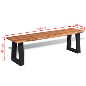 vidaXL Dining Bench Accent Entryway Bench with Metal Support Solid Wood Acacia-8