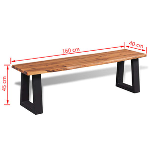 vidaXL Dining Bench Accent Entryway Bench with Metal Support Solid Wood Acacia-2