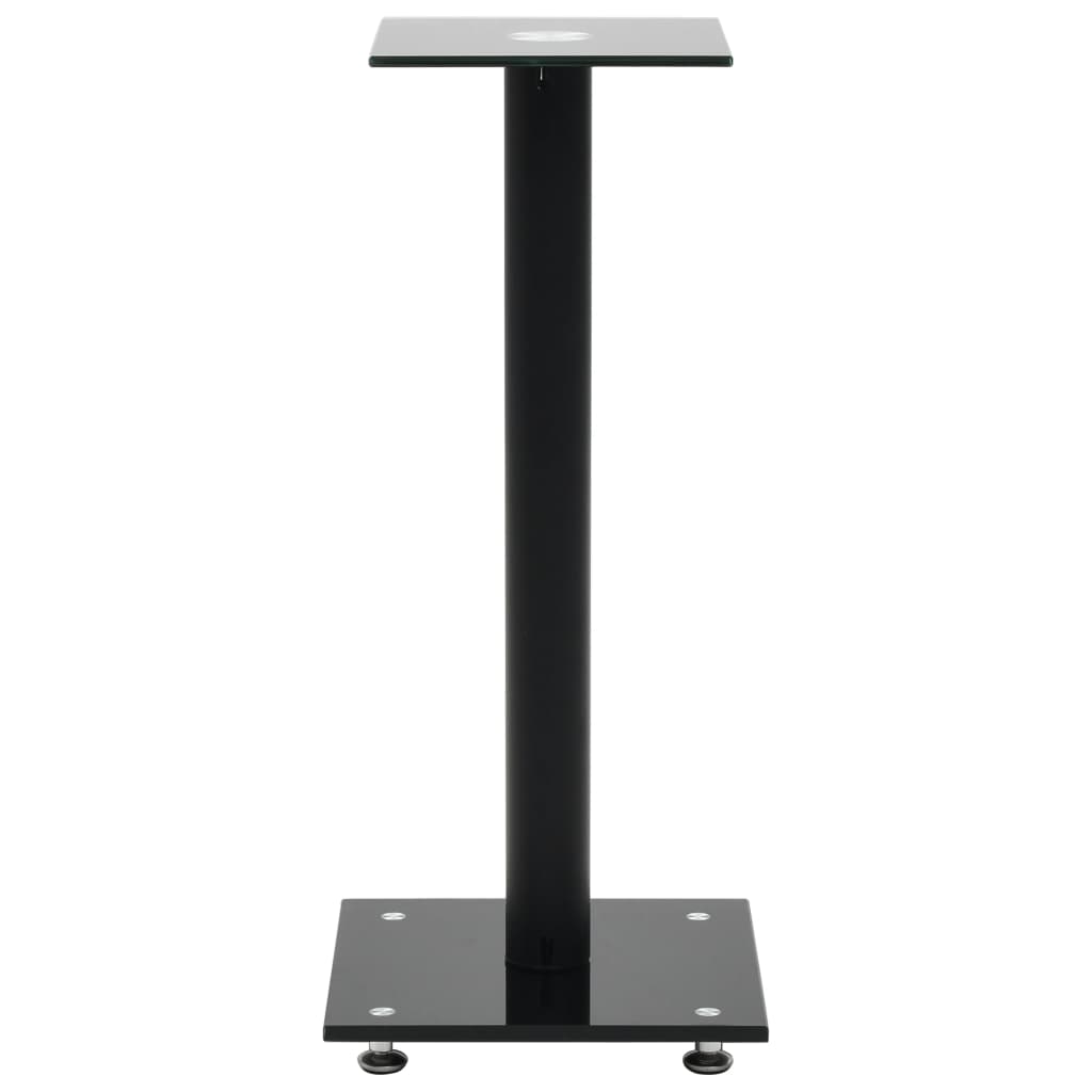 vidaXL Speaker Stands 2 pcs Tempered Glass 1 Pillar Design Black-2