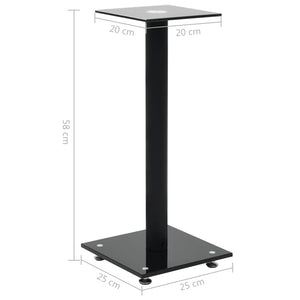 vidaXL Speaker Stands 2 pcs Tempered Glass 1 Pillar Design Black-6