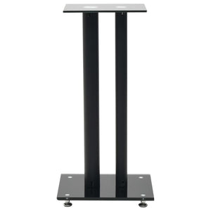 vidaXL Speaker Stands 2 pcs Tempered Glass 2 Pillars Design Black-2