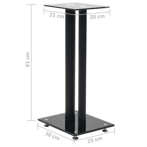 vidaXL Speaker Stands 2 pcs Tempered Glass 2 Pillars Design Black-6