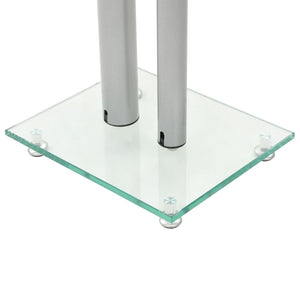 vidaXL Speaker Stands 2 pcs Tempered Glass 2 Pillars Design Silver-3