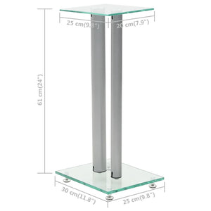 vidaXL Speaker Stands 2 pcs Tempered Glass 2 Pillars Design Silver-5