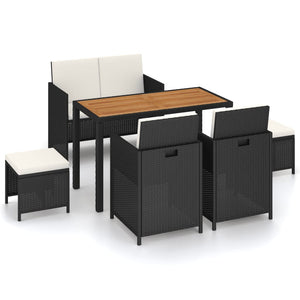 vidaXL Patio Dining Set Dining Table and Chairs Poly Rattan and Wood Black-15