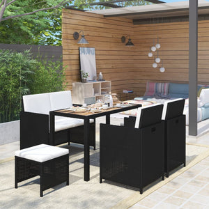 vidaXL Patio Dining Set Dining Table and Chairs Poly Rattan and Wood Black-16