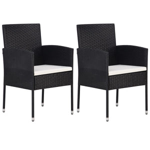 vidaXL Patio Chair 2 Pcs Patio Rattan Dining Chair with Cushions Poly Rattan-22