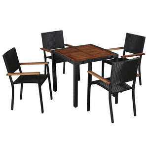 vidaXL Patio Dining Set Patio Table and Chairs Poly Rattan and Acacia Wood-14