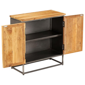 vidaXL Sideboard Recycled Teak and Steel 25.6"x11.8"x27.6"-6