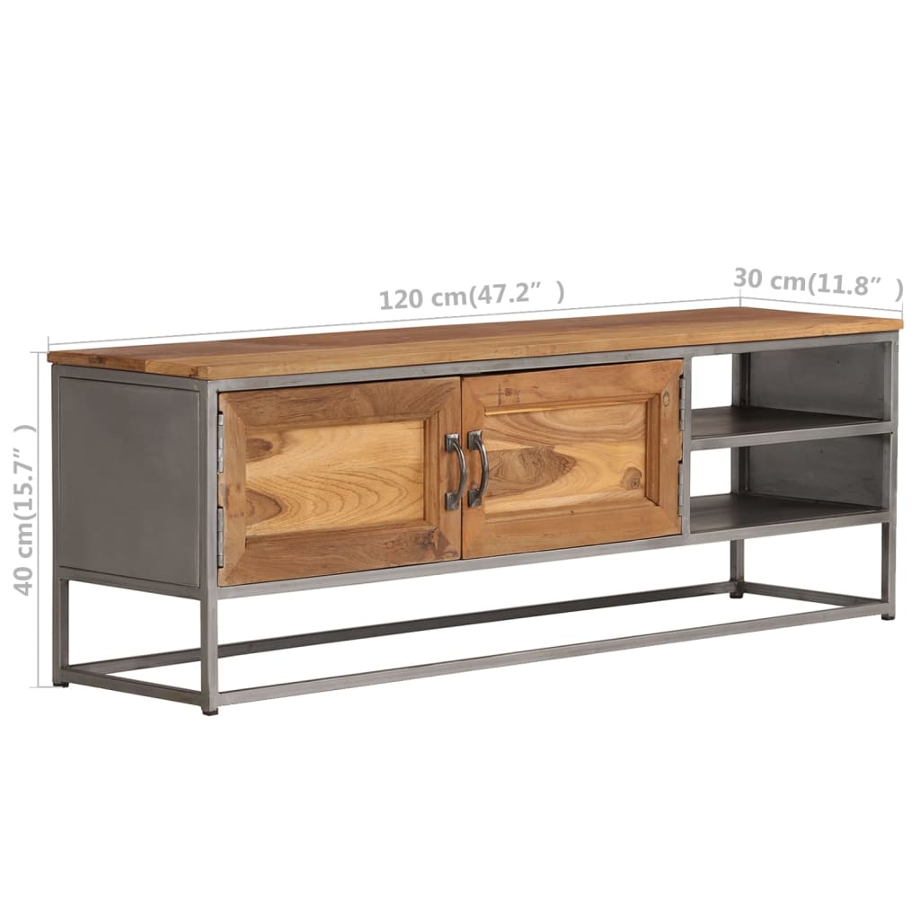 vidaXL TV Stand Recycled Teak and Steel 47.2"x11.8"x15.7"-0