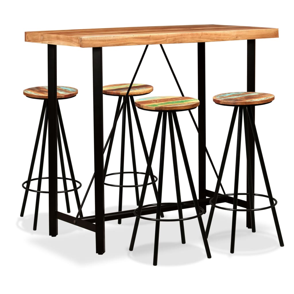 vidaXL Solid Sheesham Wood Bar Set 3/5/7/9 Piece Table Stool Bistro Seating-13