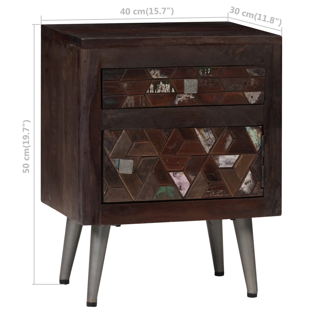 vidaXL Bedside Cabinet Solid Reclaimed Wood 15.7"x11.8"x19.6"-3