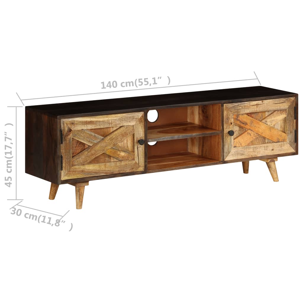 vidaXL TV Stand Solid Wood Mango 55.1"x11.8"x17.7"-0