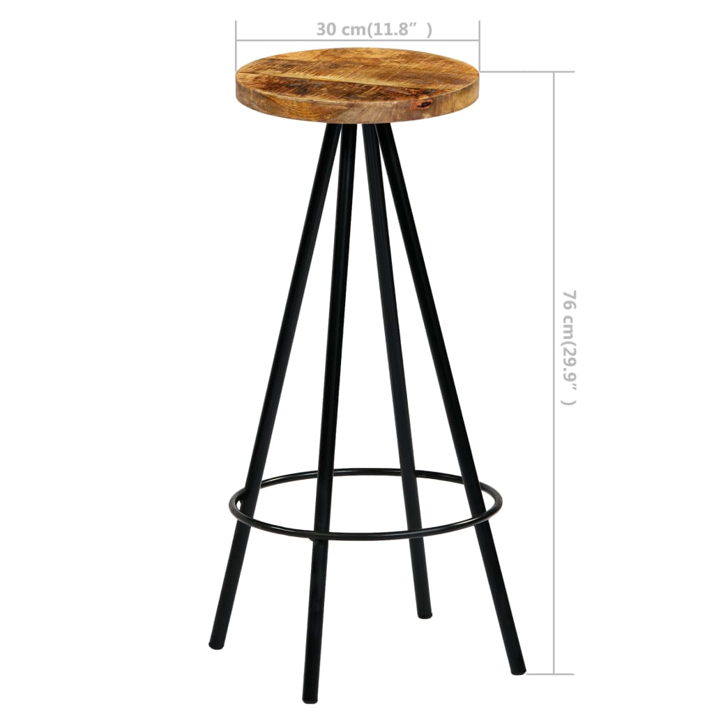 vidaXL Bar Stool Bar Seat Counter Height Island Stool for Pub Solid Mango Wood-2