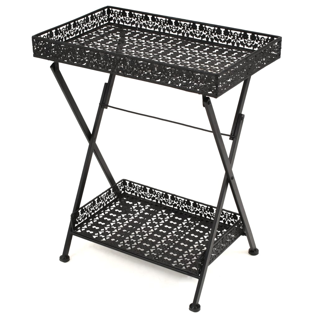 vidaXL Folding Tea Table Vintage Style Metal 22.8"x13.8"x28.3" Black-0