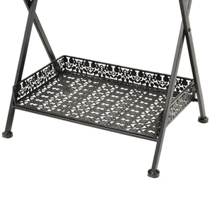 vidaXL Folding Tea Table Vintage Style Metal 22.8"x13.8"x28.3" Black-7