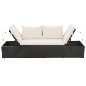 vidaXL Patio Bed Outdoor Daybed Sofa Lounge Chair Patio Furniture Poly Rattan-3