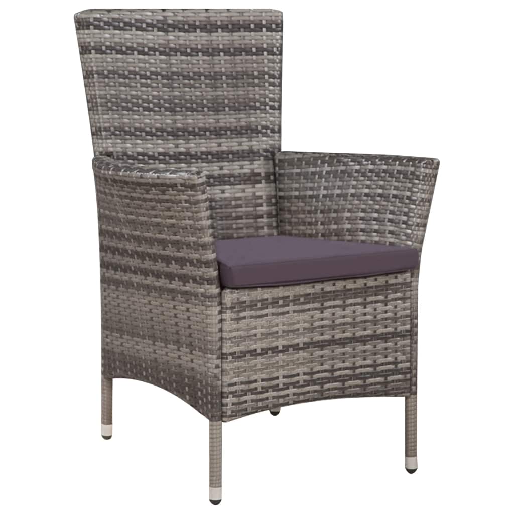 vidaXL Patio Chair and Stool with Cushions Poly Rattan Brown-14