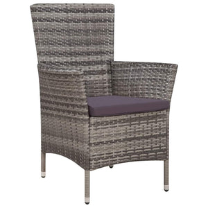 vidaXL Patio Chair and Stool with Cushions Poly Rattan Brown-14