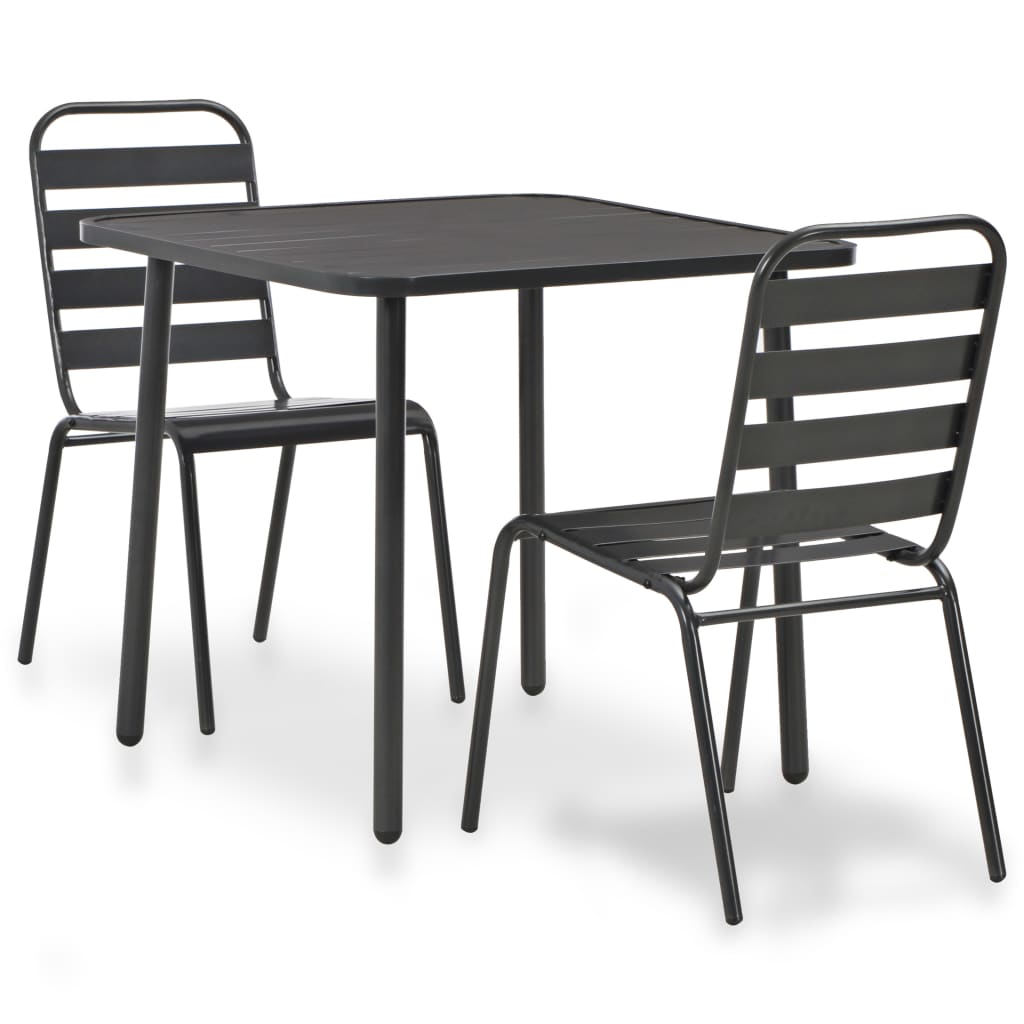 vidaXL Patio Bistro Set Patio Table and Chair Conversation Set Steel Dark Gray-2