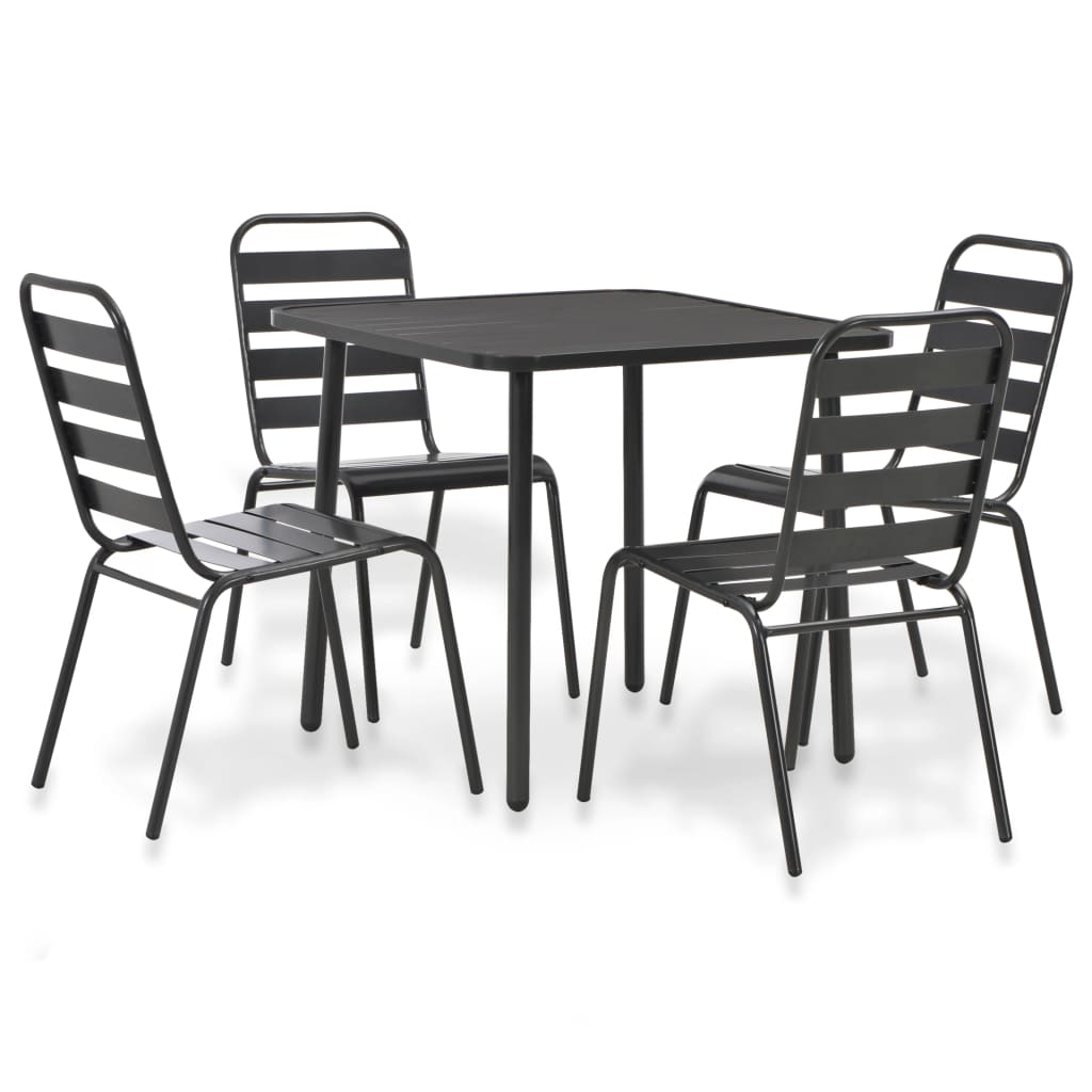 vidaXL Patio Bistro Set Patio Table and Chair Conversation Set Steel Dark Gray-24