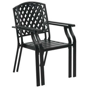 vidaXL Stackable Patio Chairs 2 pcs Steel Black-6