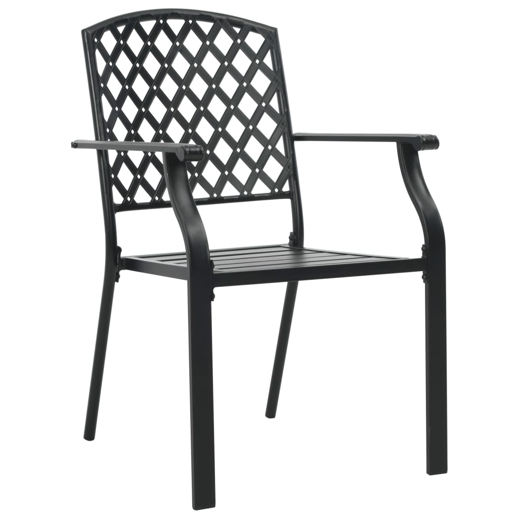 vidaXL Stackable Patio Chairs 2 pcs Steel Black-2