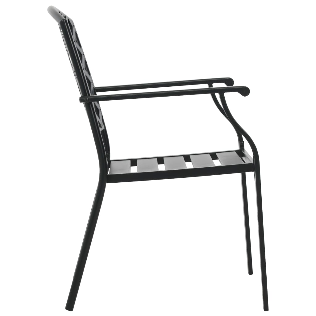 vidaXL Stackable Patio Chairs 2 pcs Steel Black-3